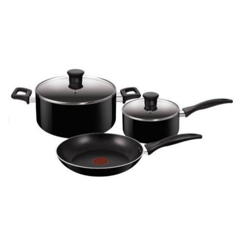 T-Fal Bateria A741S585, 3 Piezas, Negro