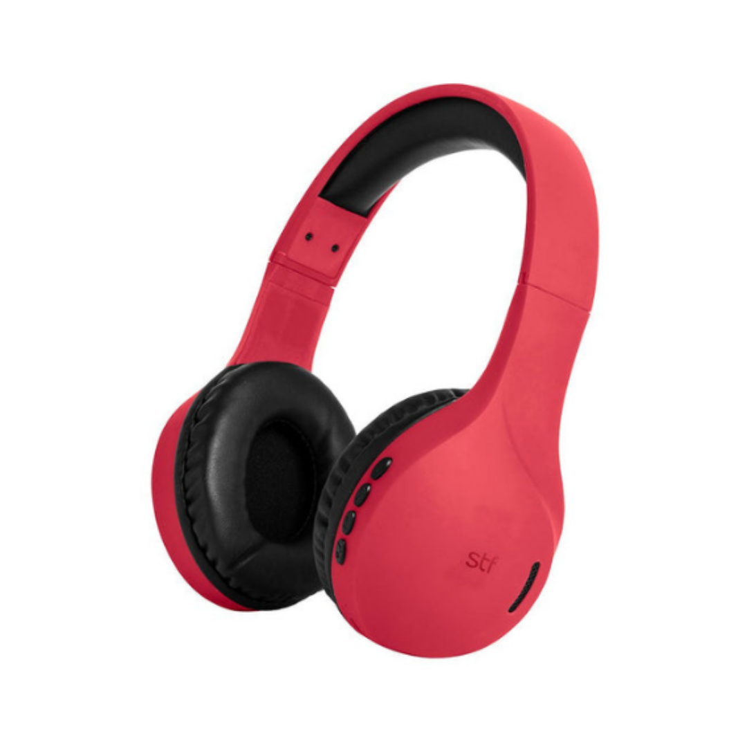 STF Audífonos con Micrófono Hoss, Bluetooth, Inalámbrico, 3.5mm, Rojo