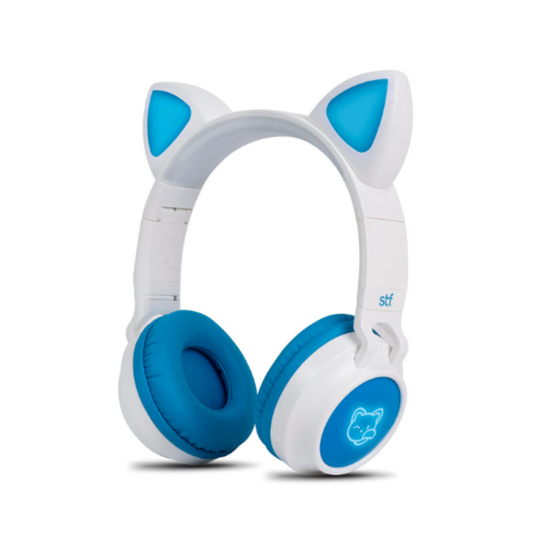STF Audífonos con Micrófono Katu, Bluetooth, Inalámbrico, 3.5mm, Blanco/Azul