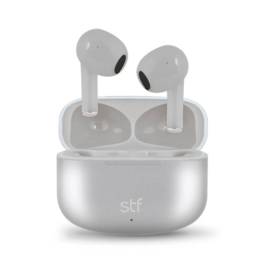 STF Audífonos Intrauriculares True Wireless con Micrófono Aurum, Bluetooth, Inalámbrico, Gris