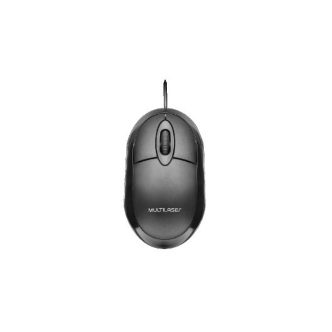 Mouse Ergonómico Multilaser óptico MO300, Alámbrico, USB, 1200DPI, Negro