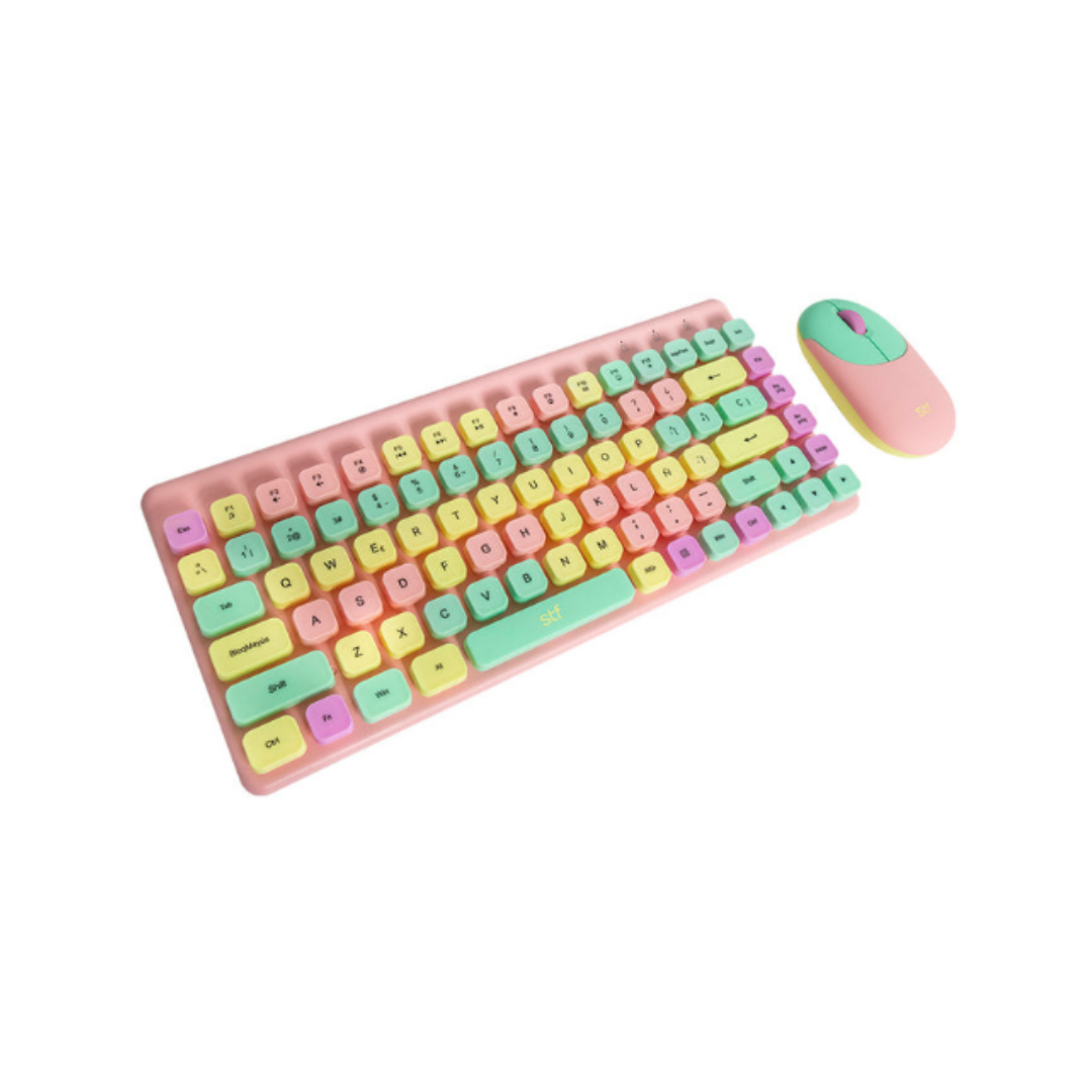 Kit de Teclado y Mouse STF VIVA!, Inalámbrico, USB, Rosa (Español)
