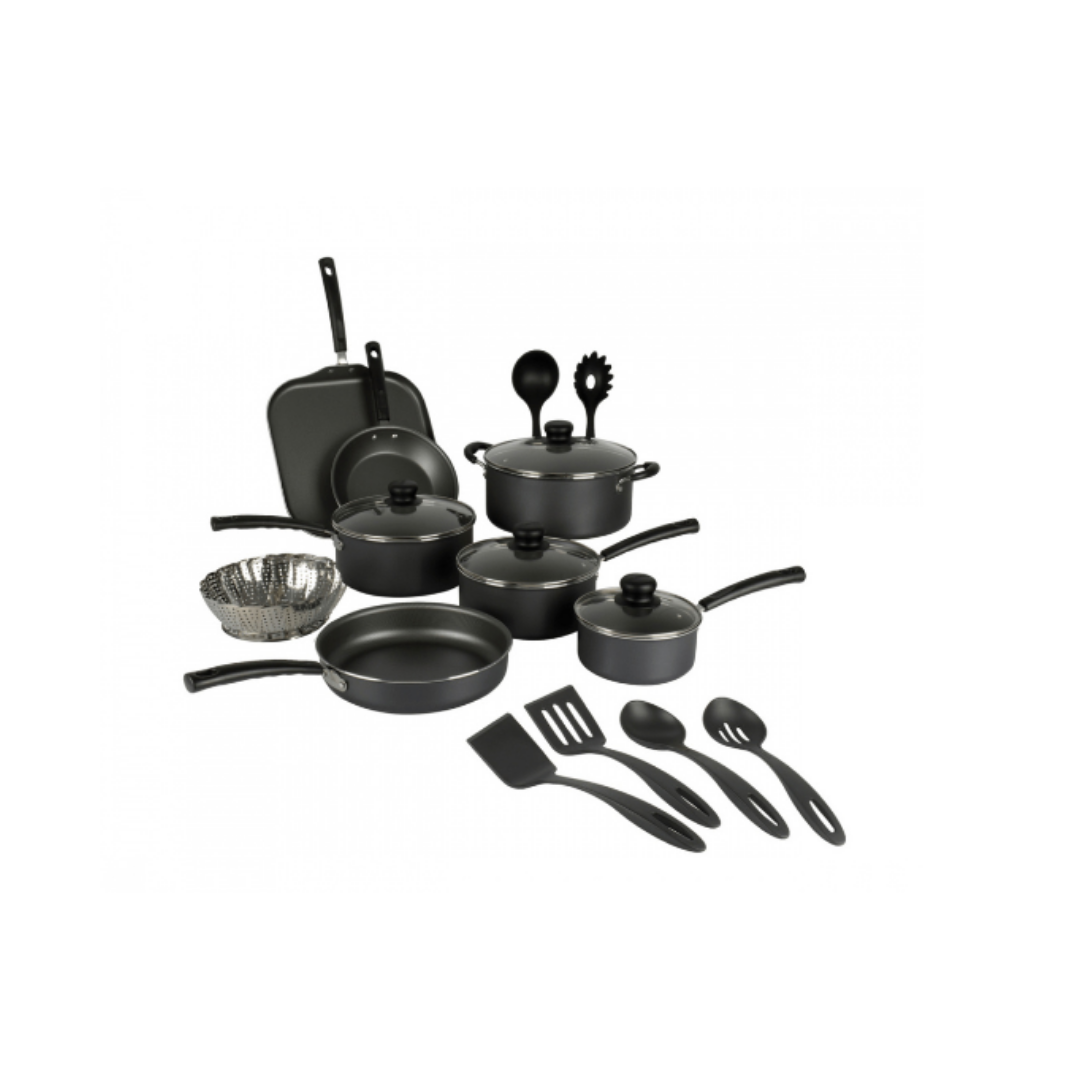 Tramontina Batería de Cocina Primaware, Aluminio, Antiadherente, 18 Piezas, Negro